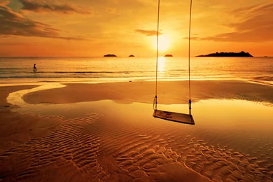 Beach Sunset Swing Wallpapers Pictures Photos Images