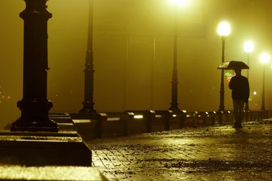 Download Wallpapers 2560x1600 Road, Bridge, Rain, Night 2560x1600 ...