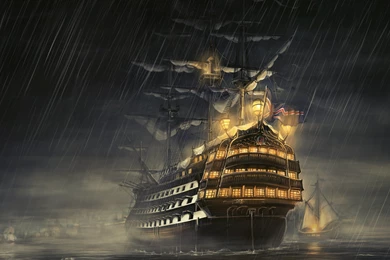 2560x1600 Sea, Night, Rain, Sailboat, Ship, Frigate, The Rain ...