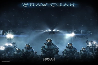 Halo Wars Soldiers Airships Night