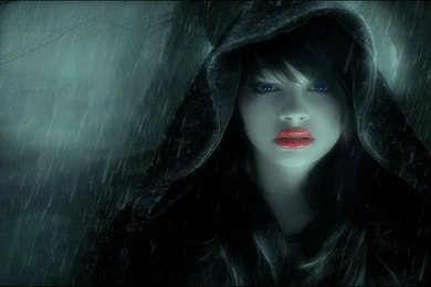 Women Girl Dark Kiss Lips Rain Wallpapers