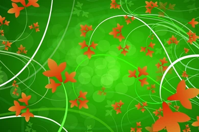 Download Wallpapers 1280x1024 Green, Orange, Flowers, Patterns ...