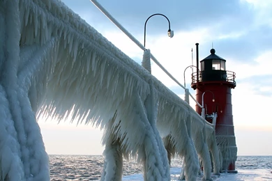 1920x1080 Icy Road Lighthouse Wallpapers