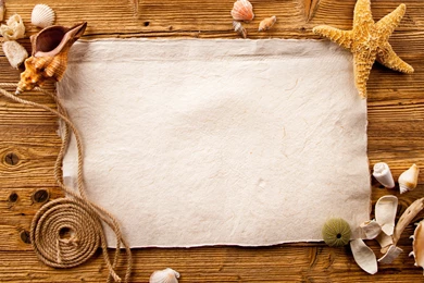 Starfish, Frame, Marine, Wood, Shells :: Wallpapers