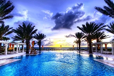 Blue clouds ray sky swimming pool trees free hd wallpapers.jpg