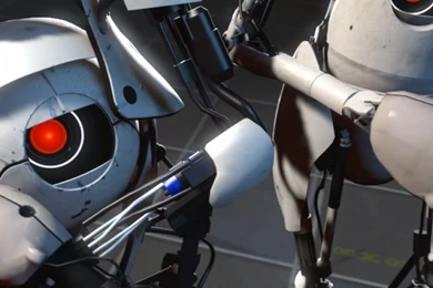 Download Wallpapers 750x1334 Portal 2, Robots, Gun, Friends iPhone ...