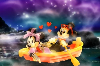 Mickey And Minnie In A Rowboat   Free Disney Cartoons Wallpapers ...