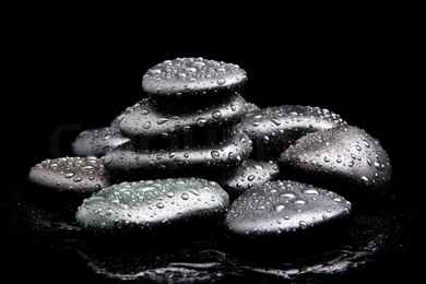Black Shiny Zen Stones With Water Drops Over Black Backgrounds ...