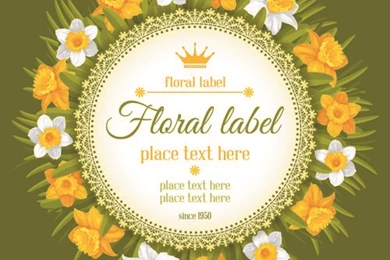 Round Label With Beautiful Flower Backgrounds Vector 02   Vector ...