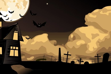 Download Wallpapers 2560x1024 House, Witch, Flying, Halloween, Sky ...