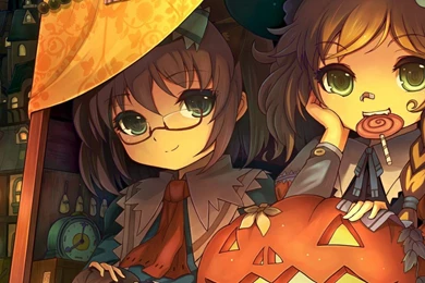Art, Girls, Candy, City, Skull, Pumpkin, Halloween, Glasses, Hat ...