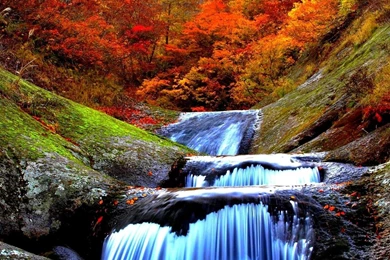 Mountain Water Cascades Wallpapers   (
