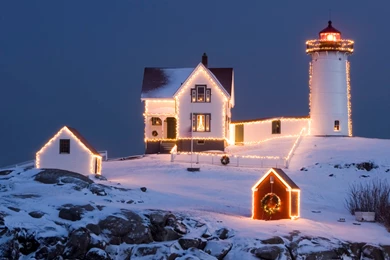 Download The Christmas Lighthouse Wallpaper, Christmas Lighthouse ...