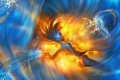 Fantasy Girl Wallpaper, Digital Art, Fire, Sexy, Water, Magic, Artwork