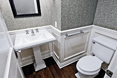 Traditional Powder Room With Hardwood Floors By 24 Design ...