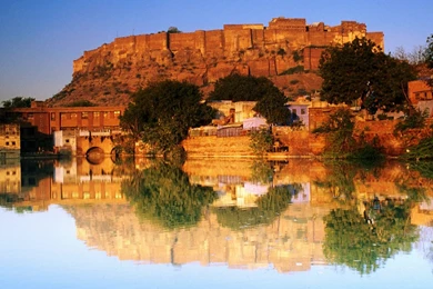 Fort Reflected Sunset India Skyline Wallpapers