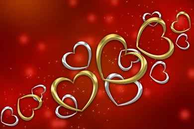 Holidays: Gold Silver Hearts Love Valentine Day Heart Free Desktop ...