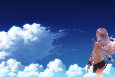 Angel Beats Angel Clouds Schoolgirls Wings Sky Anime Girls ...