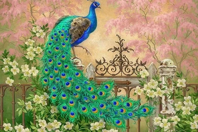 Jewel Garden Flowers Paintings Peacock Colors Lovely Beautiful ...