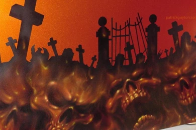 CEMETERY FULL OF GHOST SKULLS WALLPAPER   (