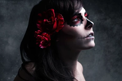 Brunettes Women Skulls Flowers Roses Sugar Skulls Wallpapers ...