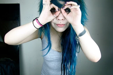 Beautiful Emo Girl Blue Hairs HD Wallpapers   StylishHDWallpapers