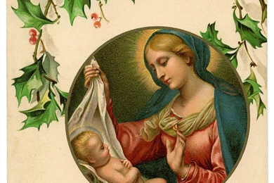 Old World Christmas Image   Baby Jesus And Mary   The Graphics Fairy