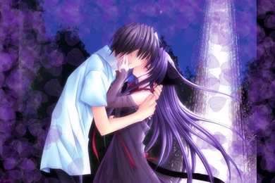 This Is The Colorful Lovers Anime Kiss Lovely Wallpaper Backgrounds ...