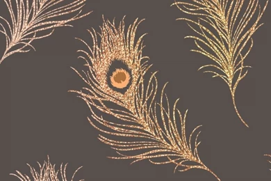 Sarah Interiors, Dark Brown And Copper Glitter Peacock Feather ...