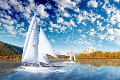 High Definition Lake And Sailing Scenic Backgrounds Widescreen And ...