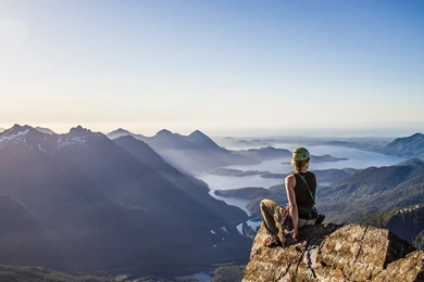 Landscape, Nature, Women, Rock Climbing, Lake, Mountain, Rock ...
