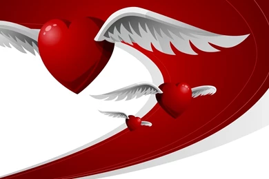 Red Heart With White Wings