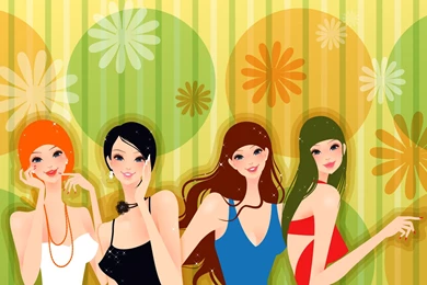 Four Fashion Girl Vector Wallpaper,Vector HD Wallpaper,Girl HD ...
