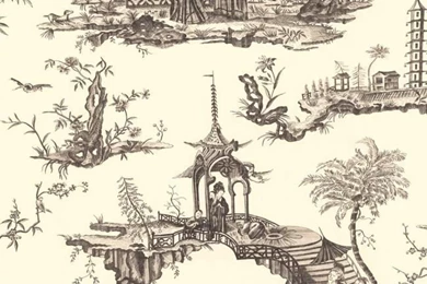 Oriental Toile Wallpapers Black Gray Off White Kenneth James Design ...