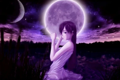 Purple Moon   Anime Girls Wallpapers
