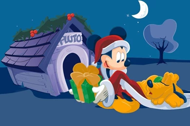 My Free Wallpapers   Cartoons Wallpapers : Mickey And Pluto   Christmas