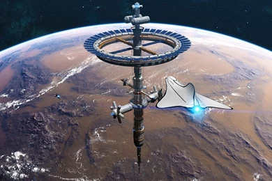 32954 Space Station Orbiting The Planet 1920x1080 Fantasy ...