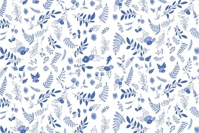 Blue White Floral Botanical Pattern Desktop Wallpaper Backgrounds ...