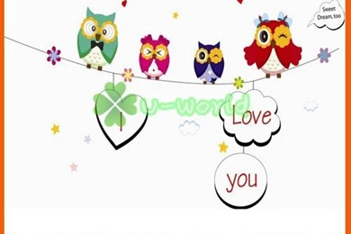 Cartoon Owl Family Art Vinyl Kids Loving Room Wall Stickers Decals ...