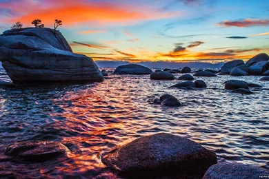 Bonsai Rock Sunset At Lake Tahoe Wallpapers   New HD Wallpapers