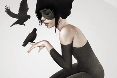 Black Bird Girl iPhone 5 Wallpapers (640x960)