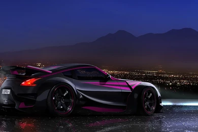 Black Purple Nissan 370Z Racing Sport Car Wall