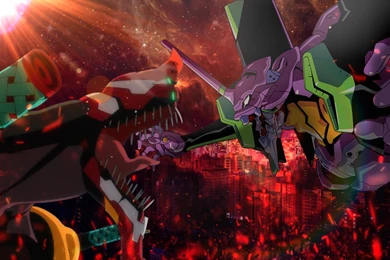 Neon Genesis Evangelion Wallpapers Unit 1 Vs Unit 2 By Tarocl On ...