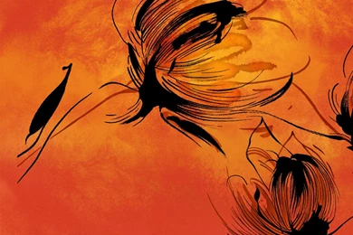 CHINESE INK FLOWER WALLPAPER   (