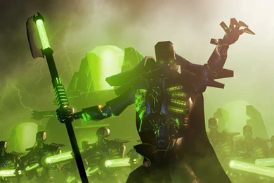 Necron Lord Leads His Army Lots Of Green, Green, Bloom, Green ...