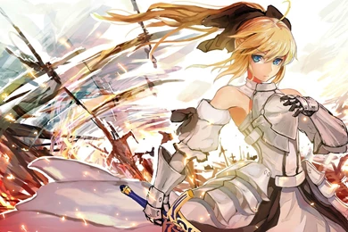 Armor Blonde Hair Blue Eyes Dress Fate Stay Night Fate Unlimited ...