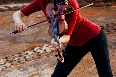 Cute Girl Play Violin Guitar Hq Iphone 5s Wallpapers