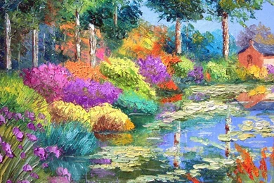 Wallpapers Oil Painting Free Vectors Lake And Flowers P Hd ...