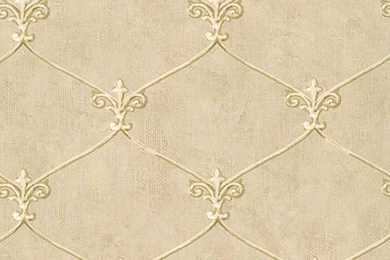 Wallpapers Small Gold Leaf Fleur De Lis Lattice Trellis On Beige ...