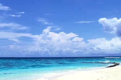 Download Wallpapers 2560x1024 Beach, Sand, Sea, Clouds, Paradise ...